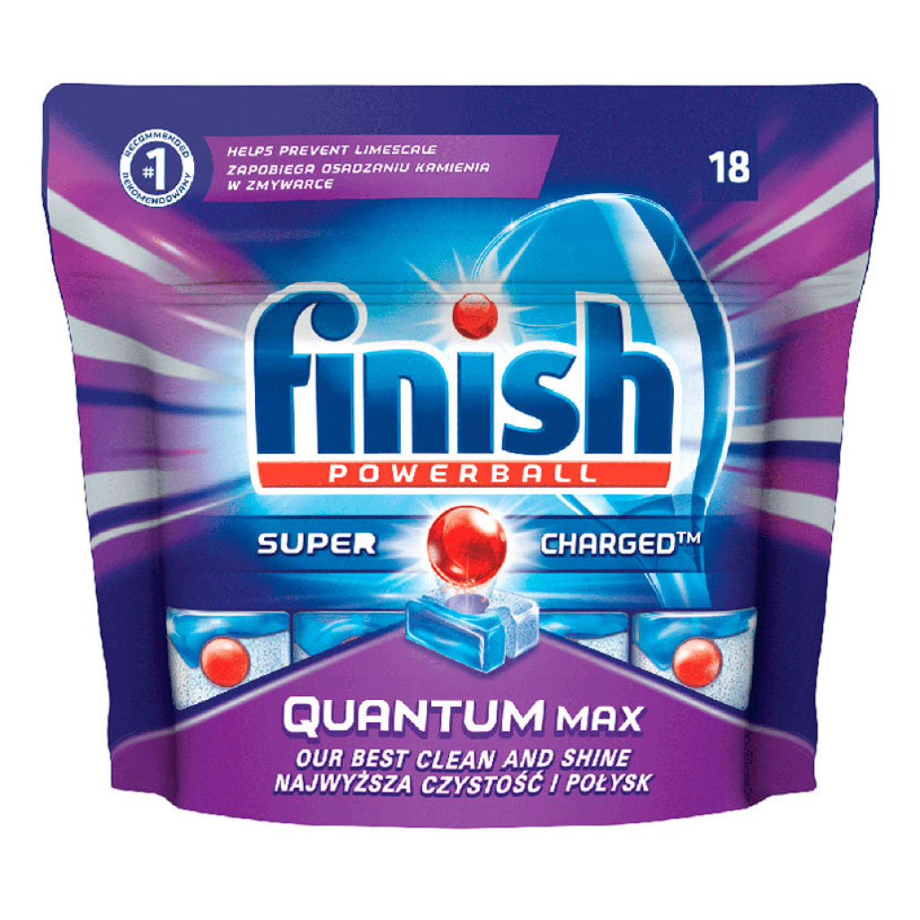 Почистващ препарат Finish Quantum Max 18tabs. Regular таблетки за съдомиялна